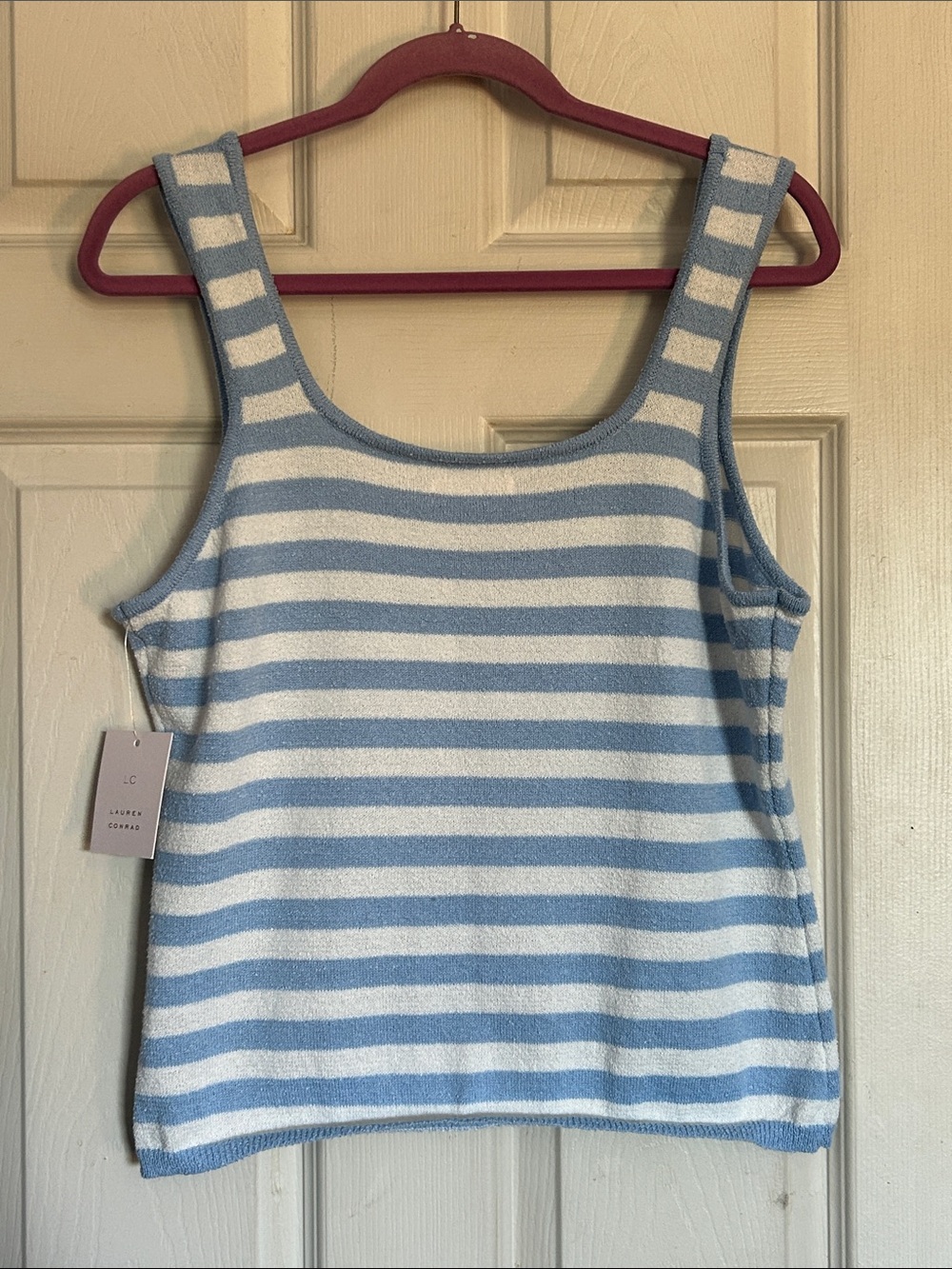 NWT LC Lauren Conrad sky Chandail stripe sweater tank top size large - Picture 3 of 6